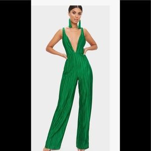 Green low plunge jumpsuit